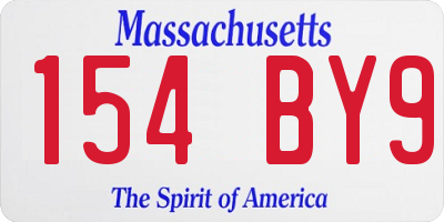 MA license plate 154BY9