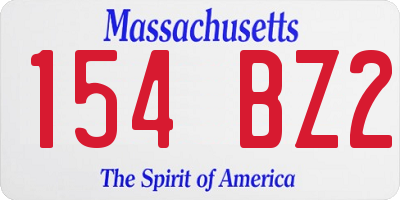 MA license plate 154BZ2