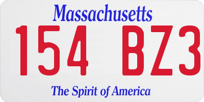 MA license plate 154BZ3