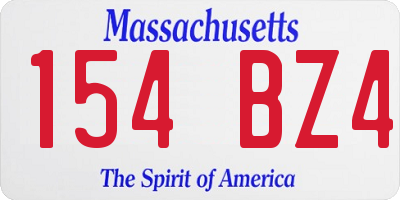 MA license plate 154BZ4