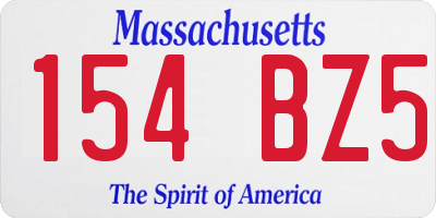 MA license plate 154BZ5