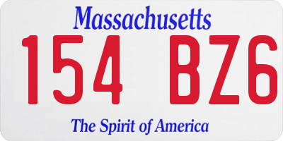 MA license plate 154BZ6