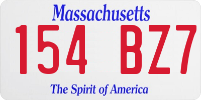 MA license plate 154BZ7