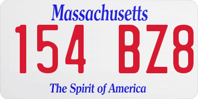 MA license plate 154BZ8