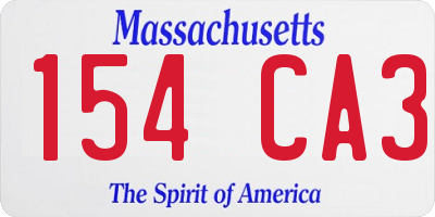MA license plate 154CA3