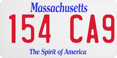 MA license plate 154CA9