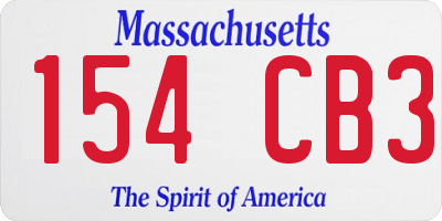 MA license plate 154CB3