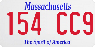 MA license plate 154CC9