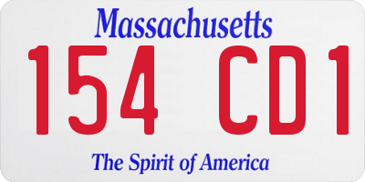 MA license plate 154CD1