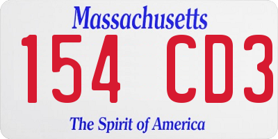MA license plate 154CD3