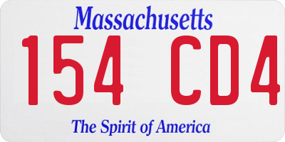 MA license plate 154CD4