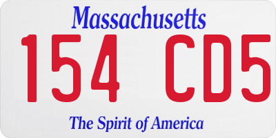 MA license plate 154CD5