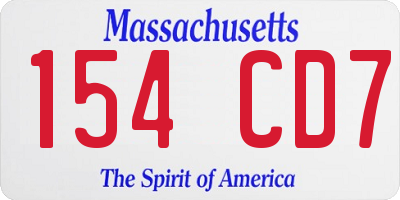 MA license plate 154CD7