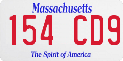 MA license plate 154CD9