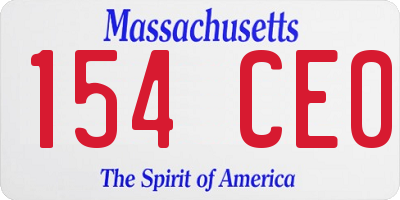 MA license plate 154CE0