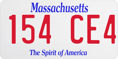 MA license plate 154CE4