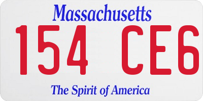 MA license plate 154CE6
