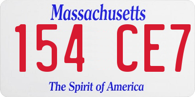 MA license plate 154CE7