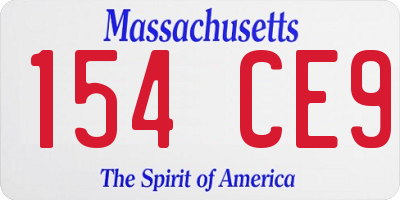 MA license plate 154CE9