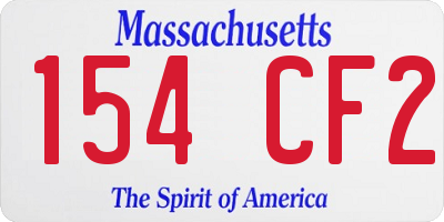 MA license plate 154CF2