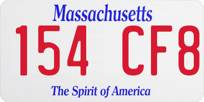 MA license plate 154CF8
