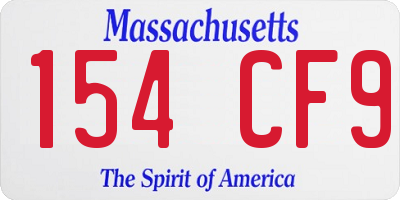 MA license plate 154CF9