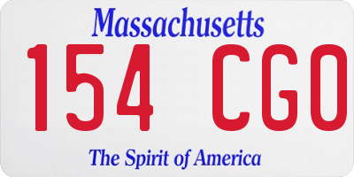 MA license plate 154CG0