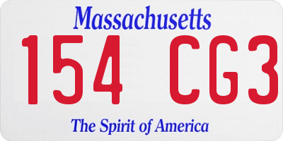 MA license plate 154CG3