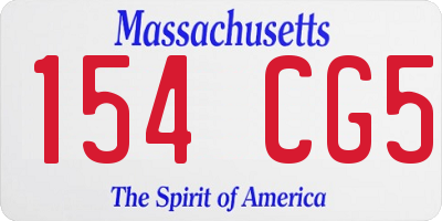 MA license plate 154CG5