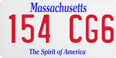 MA license plate 154CG6
