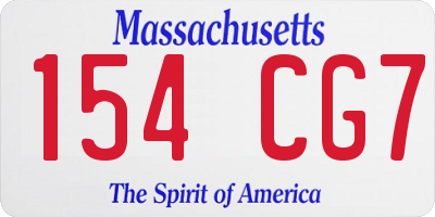 MA license plate 154CG7