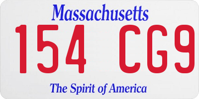 MA license plate 154CG9