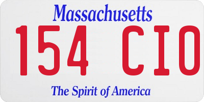 MA license plate 154CI0