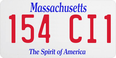 MA license plate 154CI1