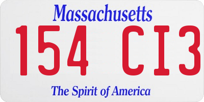 MA license plate 154CI3