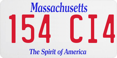 MA license plate 154CI4