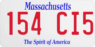 MA license plate 154CI5