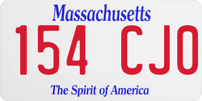MA license plate 154CJ0