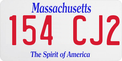 MA license plate 154CJ2