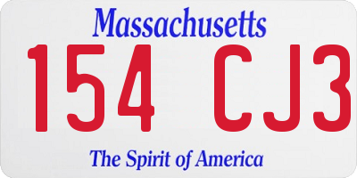 MA license plate 154CJ3