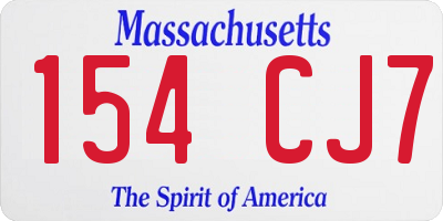 MA license plate 154CJ7