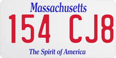 MA license plate 154CJ8