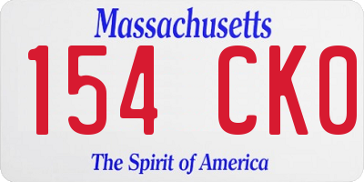 MA license plate 154CK0