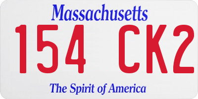 MA license plate 154CK2