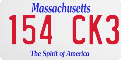 MA license plate 154CK3