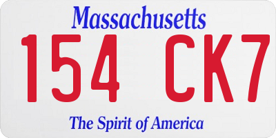 MA license plate 154CK7