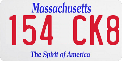 MA license plate 154CK8