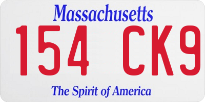 MA license plate 154CK9