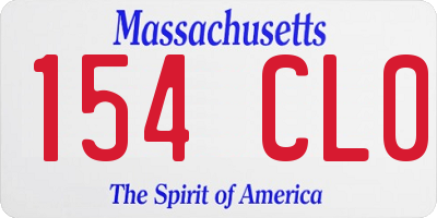 MA license plate 154CL0