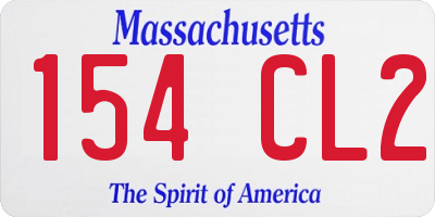MA license plate 154CL2